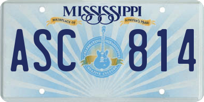 MS license plate ASC814