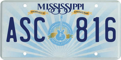 MS license plate ASC816
