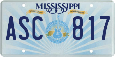 MS license plate ASC817