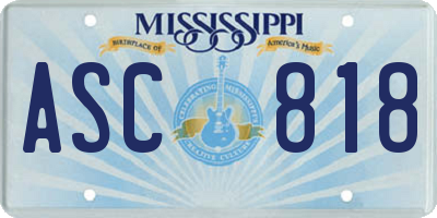 MS license plate ASC818