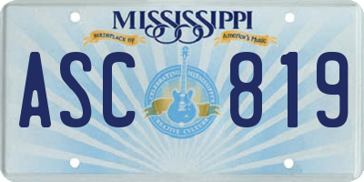 MS license plate ASC819
