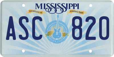 MS license plate ASC820