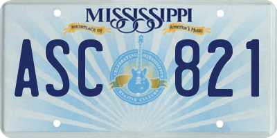MS license plate ASC821