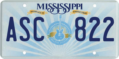 MS license plate ASC822