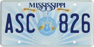 MS license plate ASC826