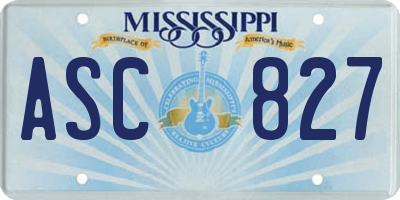 MS license plate ASC827