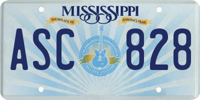 MS license plate ASC828