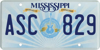 MS license plate ASC829