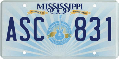 MS license plate ASC831