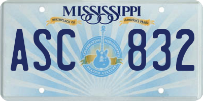 MS license plate ASC832