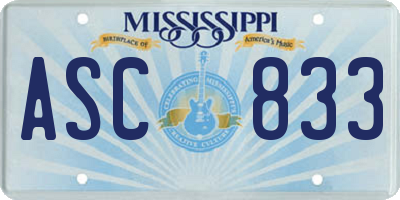 MS license plate ASC833