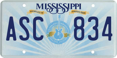 MS license plate ASC834