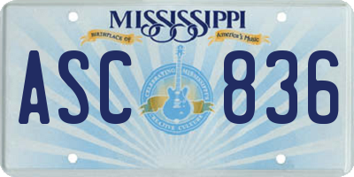 MS license plate ASC836