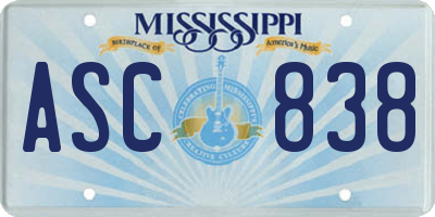 MS license plate ASC838