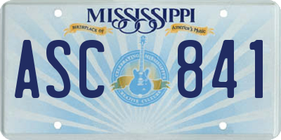MS license plate ASC841