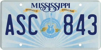 MS license plate ASC843