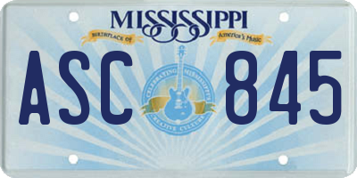 MS license plate ASC845