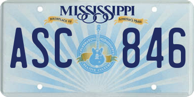 MS license plate ASC846