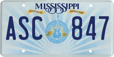 MS license plate ASC847