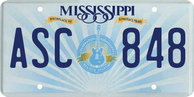 MS license plate ASC848