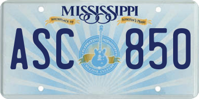 MS license plate ASC850