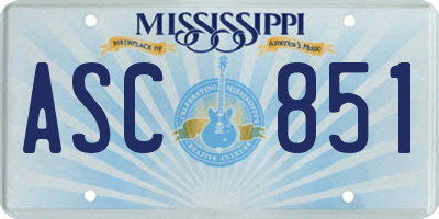 MS license plate ASC851