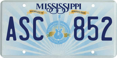 MS license plate ASC852