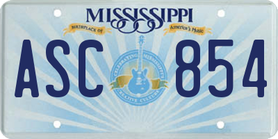 MS license plate ASC854