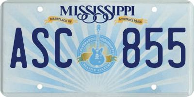 MS license plate ASC855