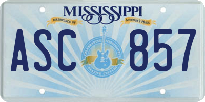 MS license plate ASC857