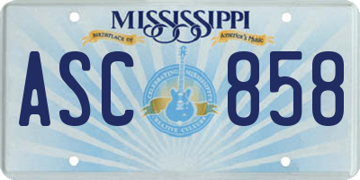 MS license plate ASC858