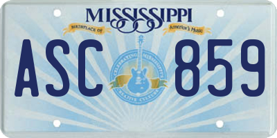 MS license plate ASC859