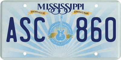 MS license plate ASC860