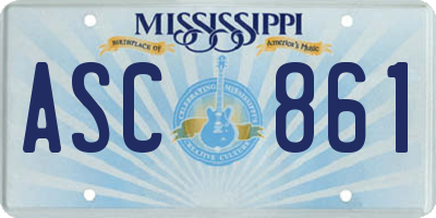 MS license plate ASC861