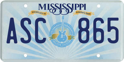MS license plate ASC865