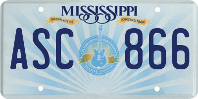 MS license plate ASC866