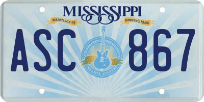 MS license plate ASC867