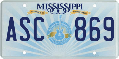 MS license plate ASC869