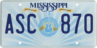 MS license plate ASC870