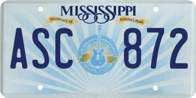 MS license plate ASC872