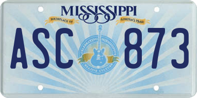 MS license plate ASC873