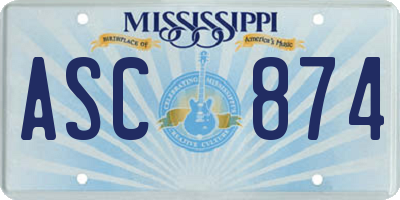 MS license plate ASC874