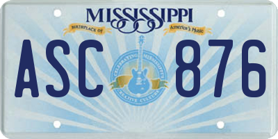MS license plate ASC876
