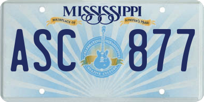 MS license plate ASC877