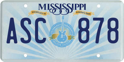 MS license plate ASC878