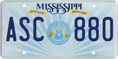 MS license plate ASC880