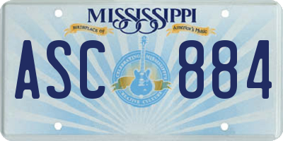 MS license plate ASC884