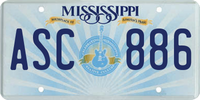 MS license plate ASC886