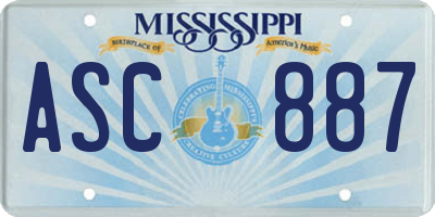 MS license plate ASC887