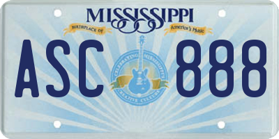 MS license plate ASC888